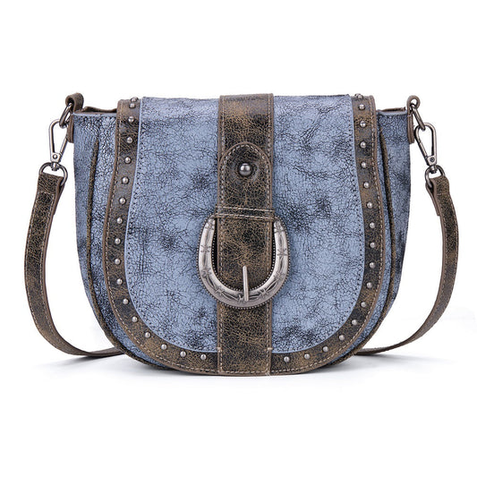 Montana West Western Buckle Studded Saddle Crossbody Bag