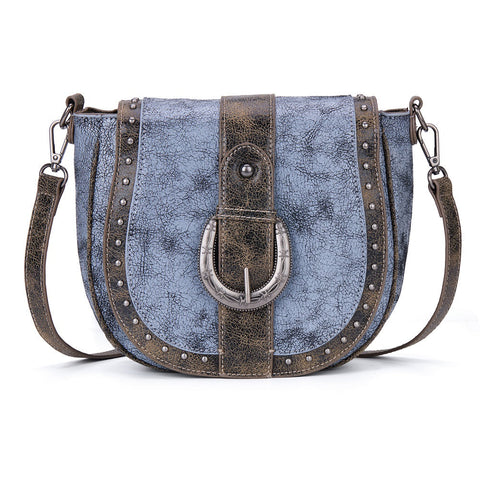 Montana West Western Buckle Studded Saddle Crossbody Bag