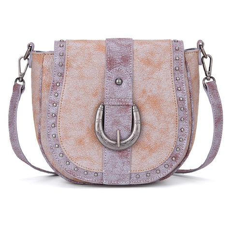 Montana West Western Buckle Studded Saddle Crossbody Bag
