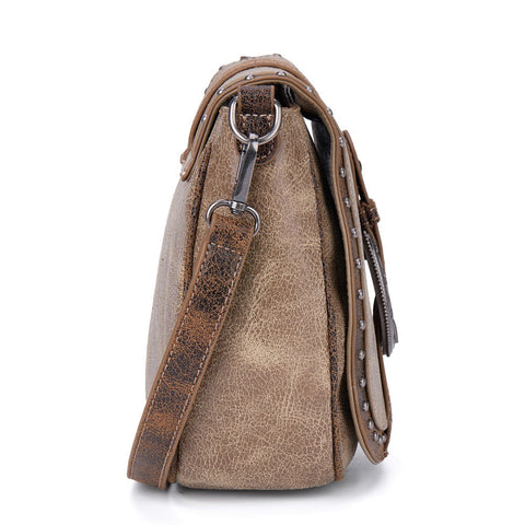 Montana West Western Buckle Studded Saddle Crossbody Bag