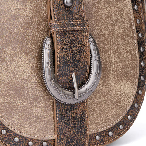 Montana West Western Buckle Studded Saddle Crossbody Bag