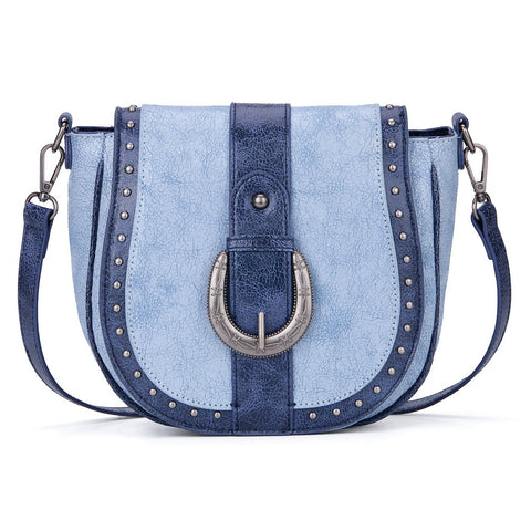 Montana West Western Buckle Studded Saddle Crossbody Bag