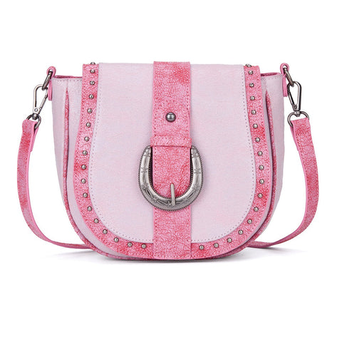 Montana West Western Buckle Studded Saddle Crossbody Bag