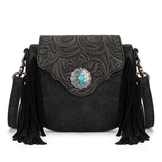 Montana West Embossed Fringe Mini Crossbody