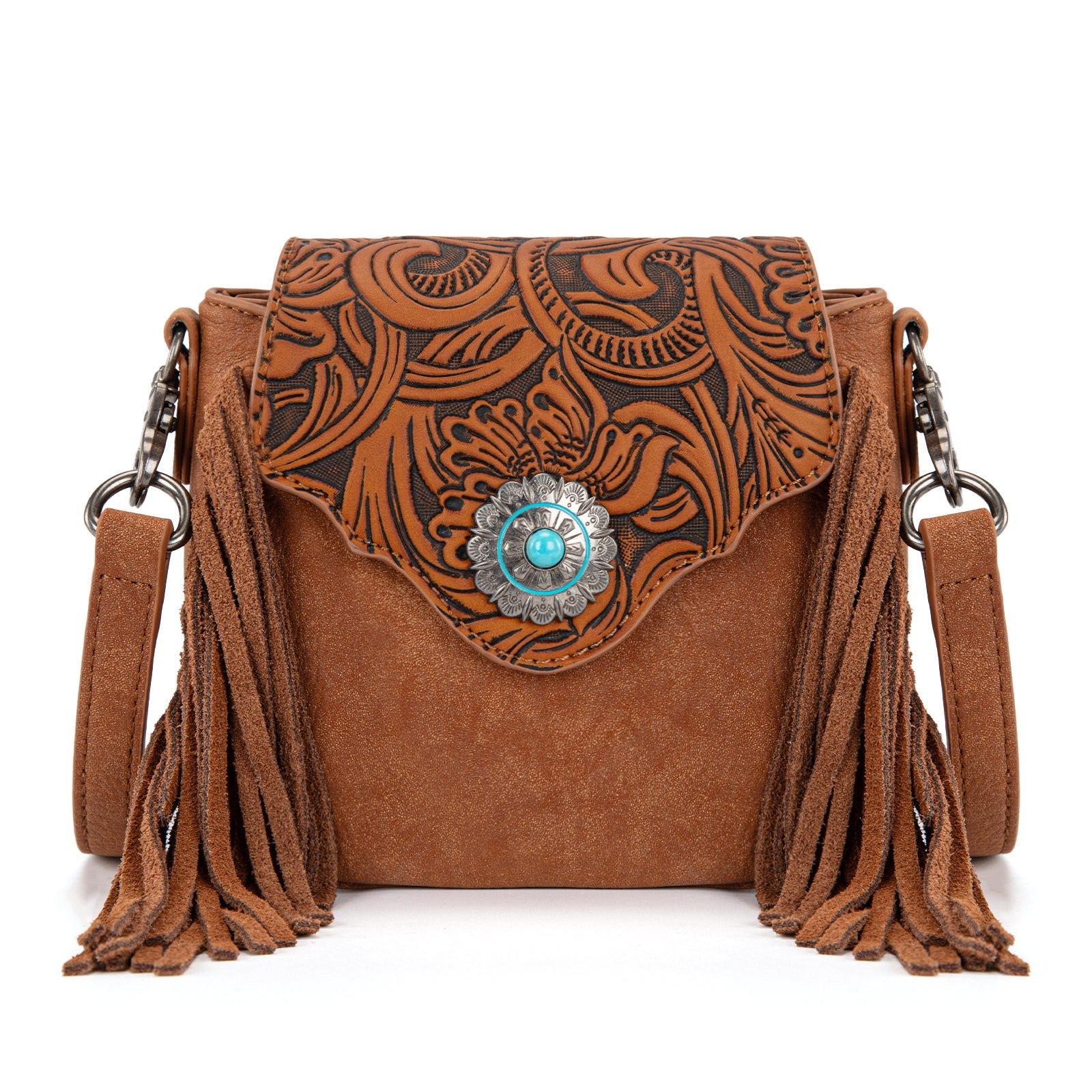 Montana West Embossed Fringe Mini Crossbody