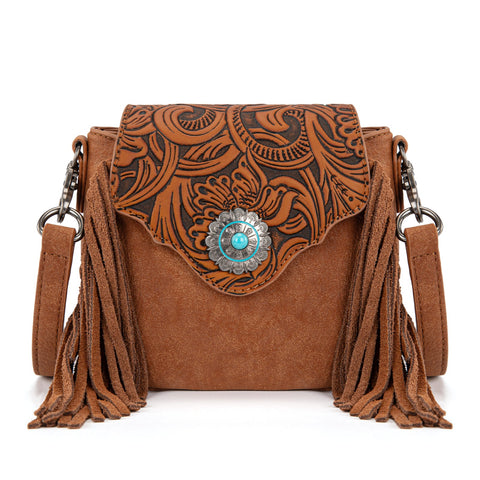 Montana West Embossed Fringe Mini Crossbody