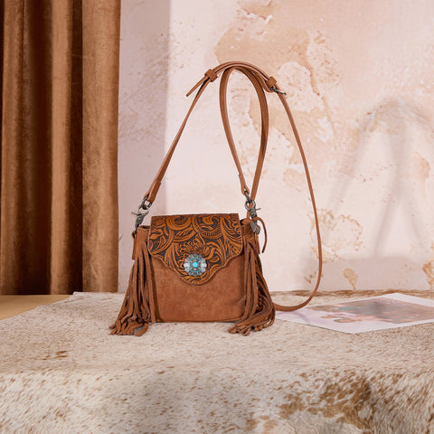 Montana West Embossed Fringe Mini Crossbody