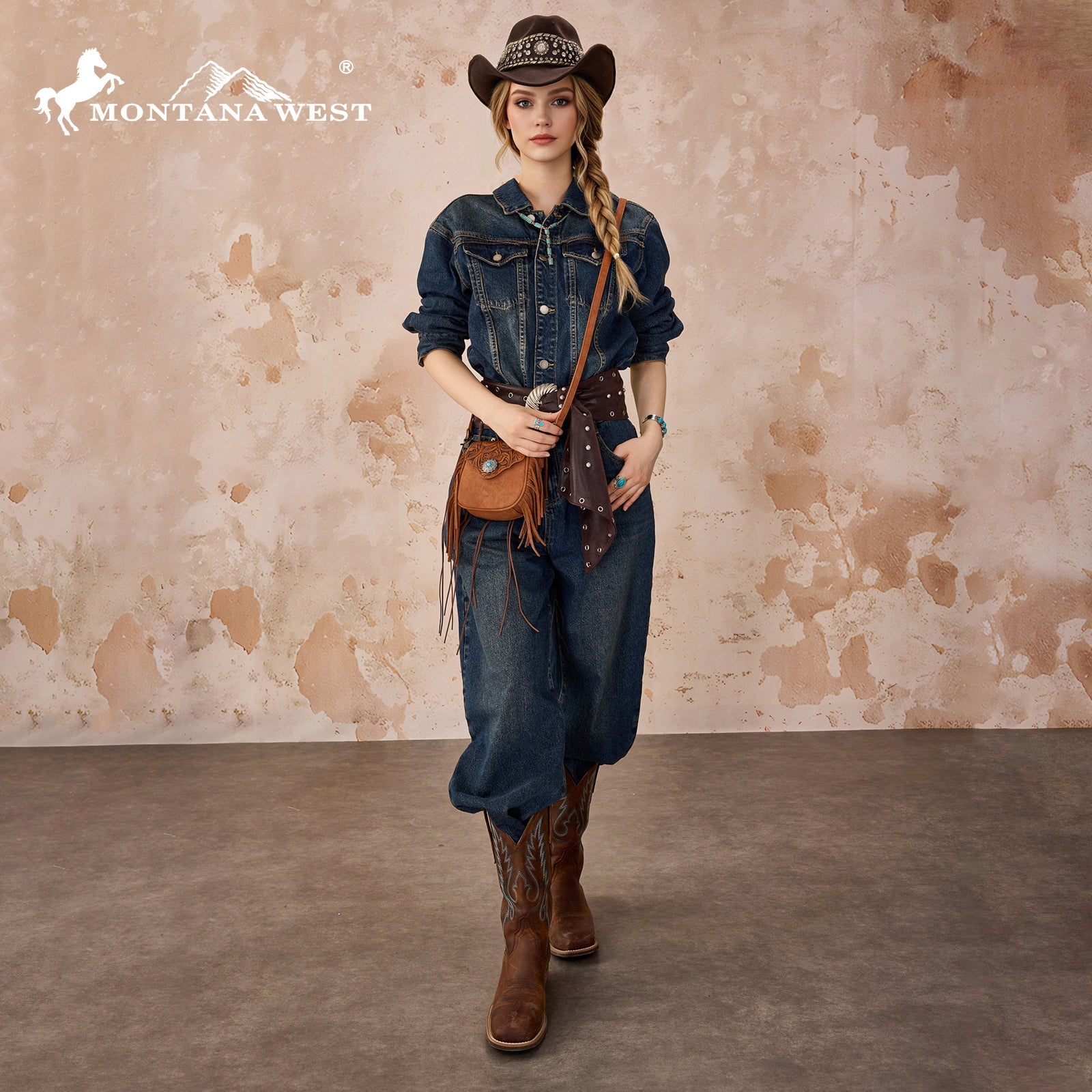 Montana West Embossed Fringe Mini Crossbody