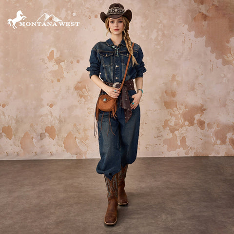 Montana West Embossed Fringe Mini Crossbody