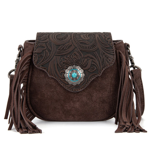 Montana West Embossed Fringe Mini Crossbody