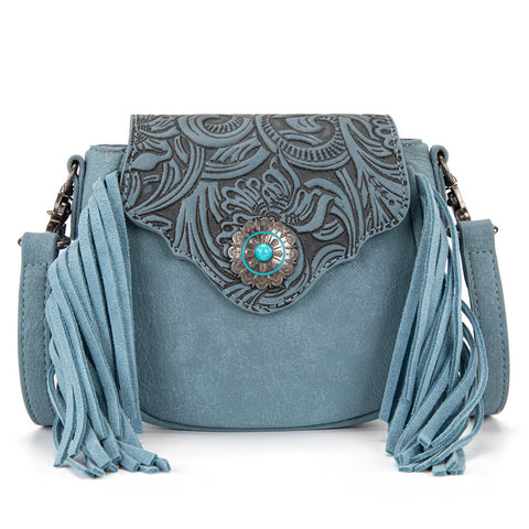 Montana West Embossed Fringe Mini Crossbody