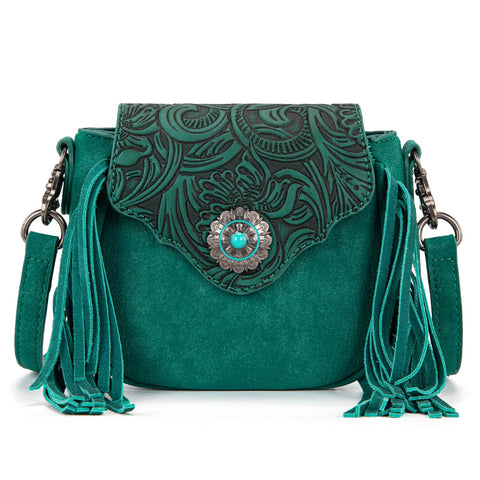Montana West Embossed Fringe Mini Crossbody
