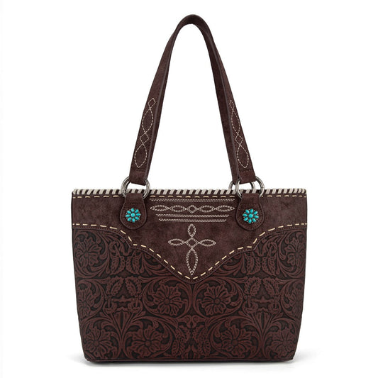 Montana West Tooled Floral Concealed Carry Tote Bag