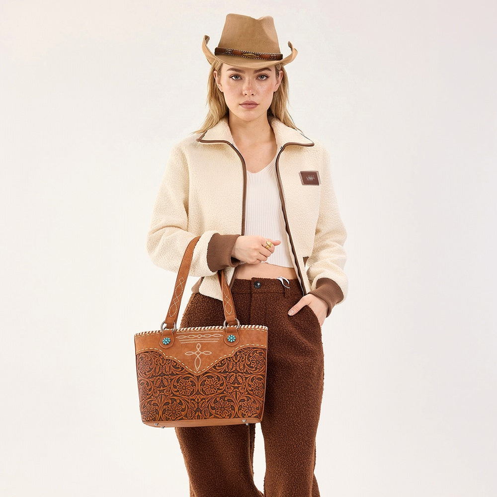 Montana West Tooled Floral Concealed Carry Tote Bag