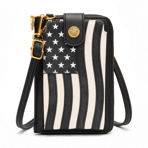 Montana West American Flag RFID Crossbody Phone Wallet