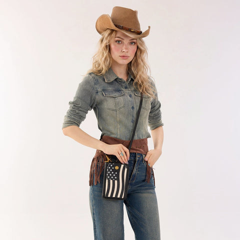 Montana West American Flag RFID Crossbody Phone Wallet