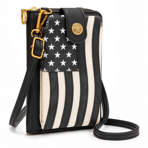 Montana West American Flag RFID Crossbody Phone Wallet