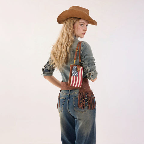 Montana West American Flag RFID Crossbody Phone Wallet