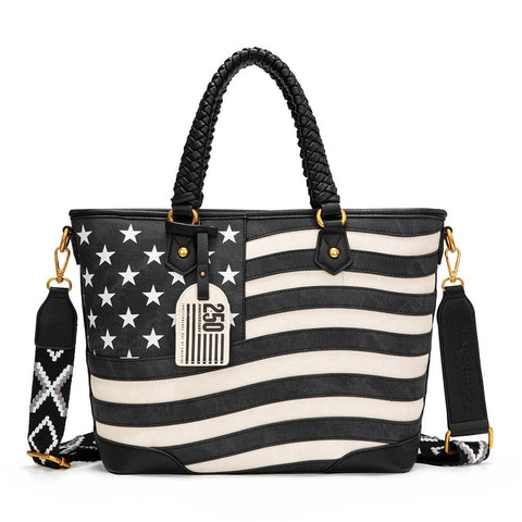 Montana West American Flag Braided Concealed Carry Tote Bag