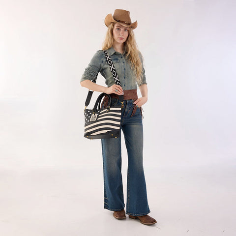 Montana West American Flag Braided Concealed Carry Tote Bag