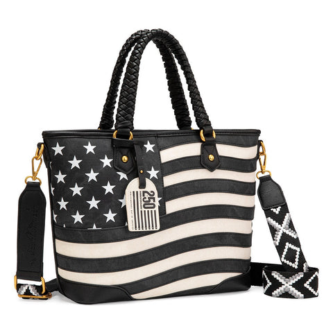 Montana West American Flag Braided Concealed Carry Tote Bag