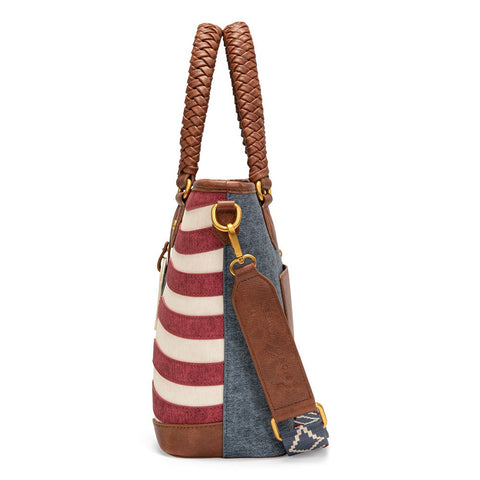 Montana West American Flag Braided Concealed Carry Tote Bag