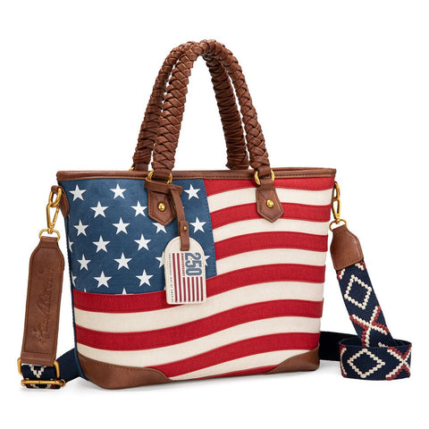 Montana West American Flag Braided Concealed Carry Tote Bag