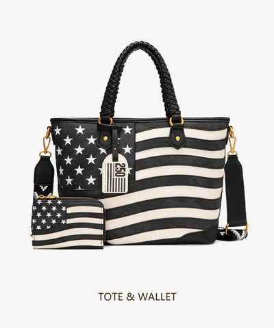 Montana West American Flag Braided Concealed Carry Tote Bag