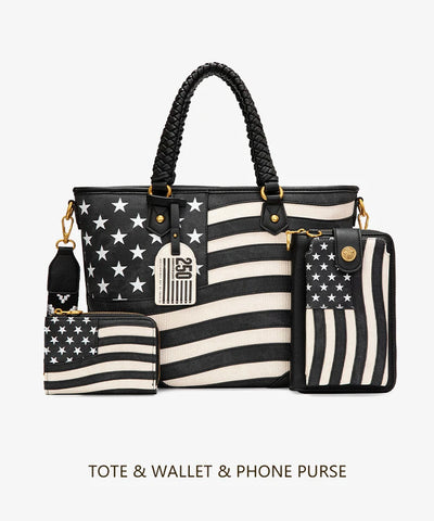 Montana West American Flag Braided Concealed Carry Tote Bag