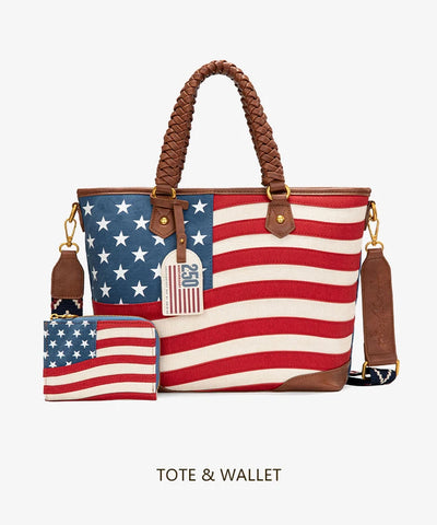 Montana West American Flag Braided Concealed Carry Tote Bag