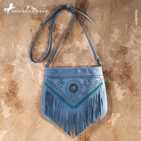 Montana West Concho Floral Fringe Crossbody Bag