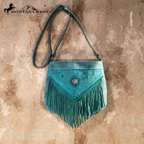 Montana West Concho Floral Fringe Crossbody Bag