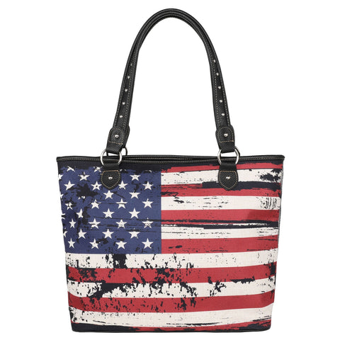 Montana West American Flag Canvas Tote Bag