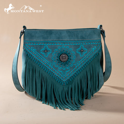 Montana West Concho Floral Fringe Crossbody Bag