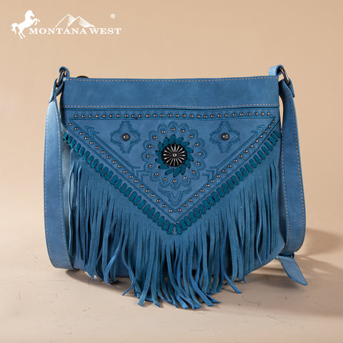 Montana West Concho Floral Fringe Crossbody Bag