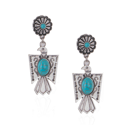 Rustic Couture's Thunderbird with Natural Stone Dangling Earring