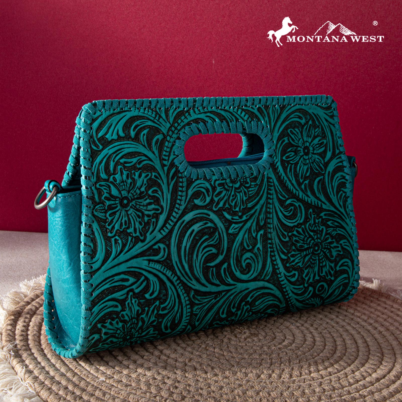 Montana West Floral Embossing Whipstitch Crossbody Bag