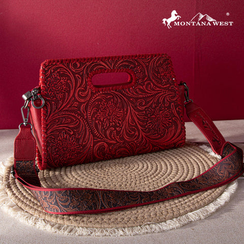 Montana West Floral Embossing Whipstitch Crossbody Bag