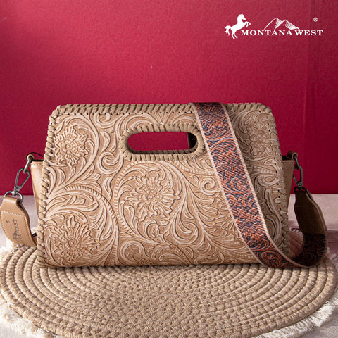 Montana West Floral Embossing Whipstitch Crossbody Bag