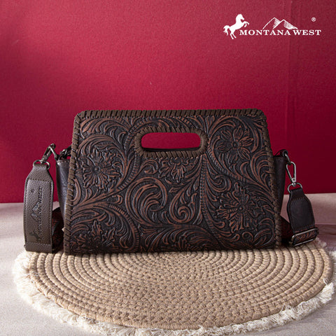 Montana West Floral Embossing Whipstitch Crossbody Bag