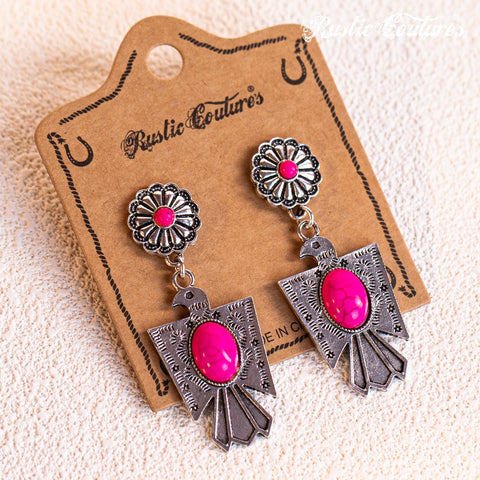 Rustic Couture's Thunderbird with Natural Stone Dangling Earring