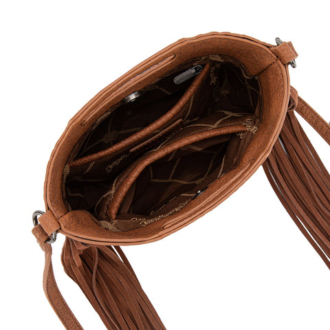 Wrangler Genuine Cowhide Top Handle Fringe Crossbody