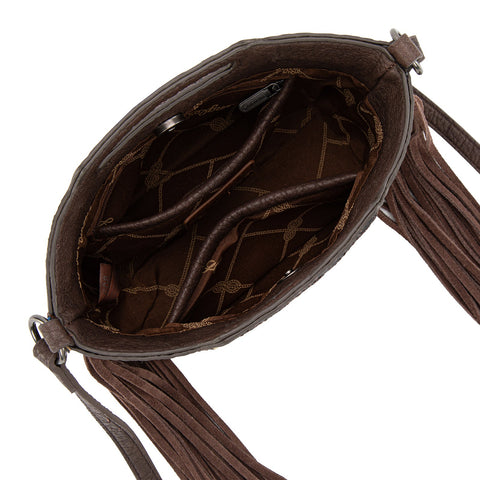 Wrangler Genuine Cowhide Top Handle Fringe Crossbody