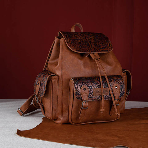 Wrangler Floral tooled Cowhide Backpack