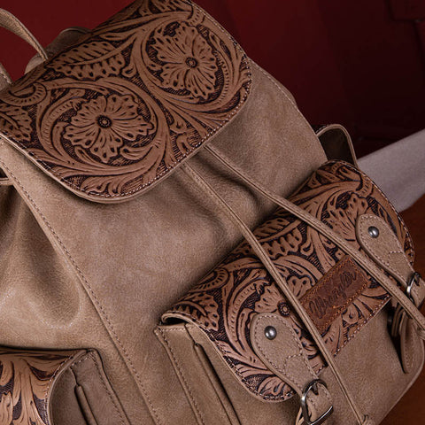 Wrangler Floral tooled Cowhide Backpack