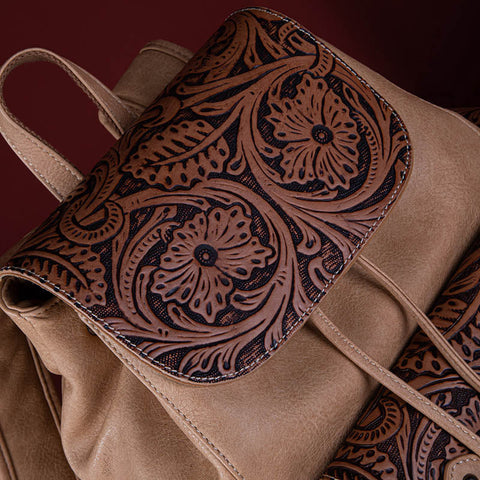 Wrangler Floral tooled Cowhide Backpack