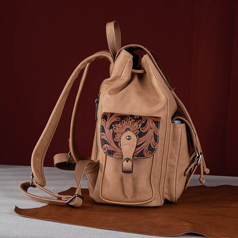 Wrangler Floral tooled Cowhide Backpack