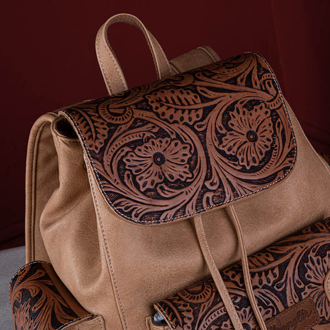 Wrangler Floral tooled Cowhide Backpack