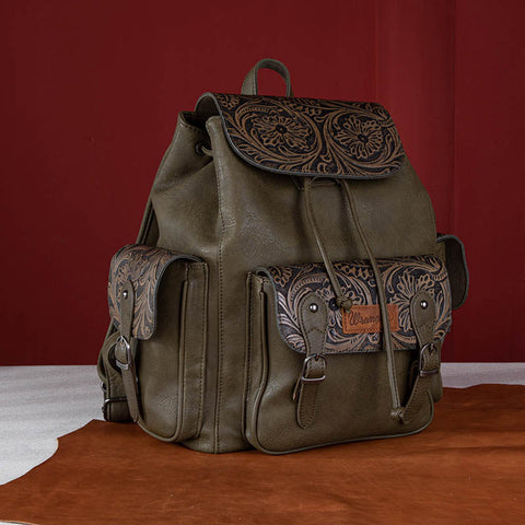 Wrangler Floral tooled Cowhide Backpack