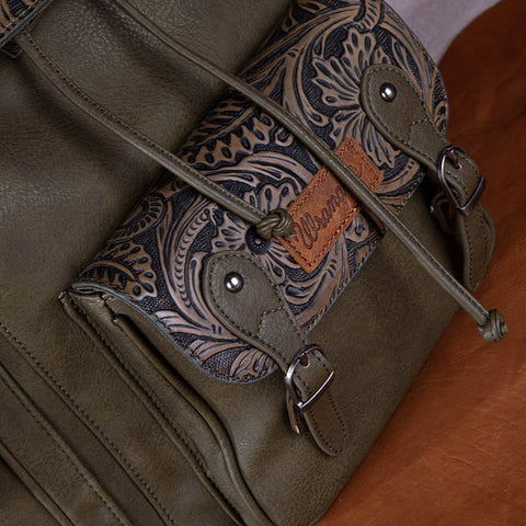 Wrangler Floral tooled Cowhide Backpack